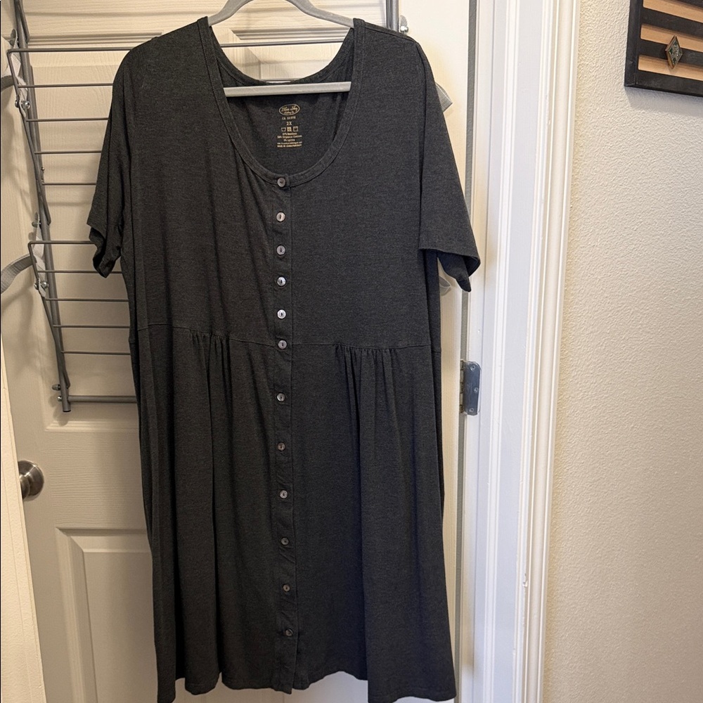 Women's Charcoal Button-Down Dress